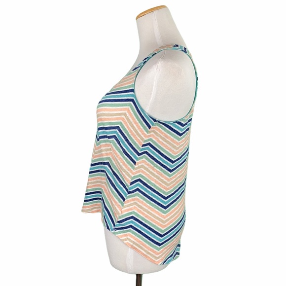 JCP 100% Linen Multicolor Chevron Print Tank Top - Picture 7 of 11